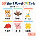 50 Short Vowel Printable Cards