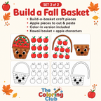 Build a Fall Apple Basket printable craft with coloring and cut and paste activity for kids
