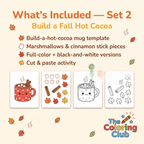 Printable cozy fall craft bundle for kids with Build a Fall Hedgehog and Hot Cocoa activities