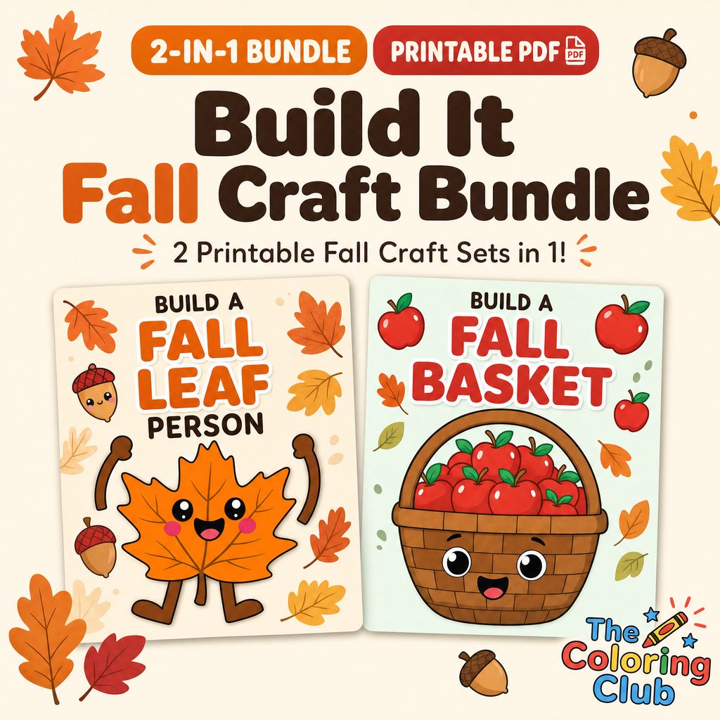 Build it Fall Craft Bundle, printable crafts for kids, autumn themed crafts 