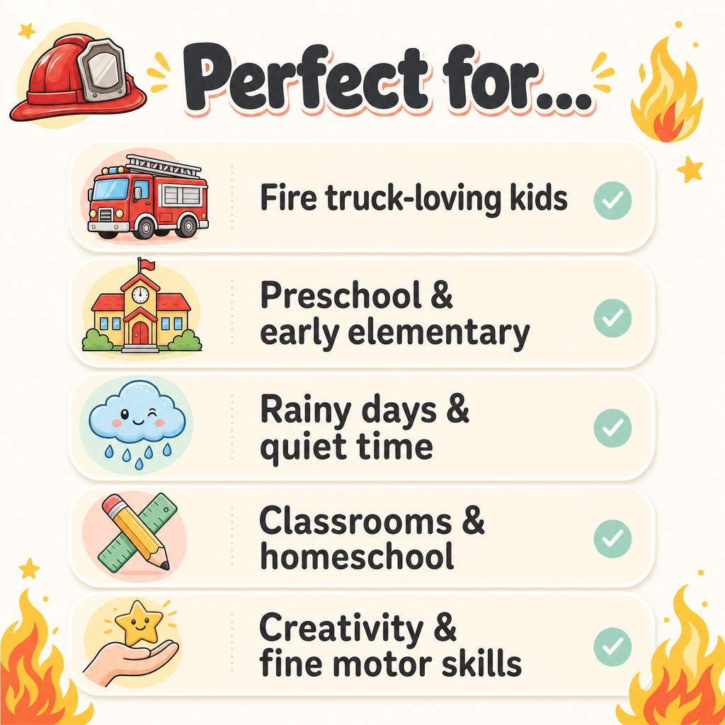 Perfect for teachers and parents, firefighting coloring book for kids
