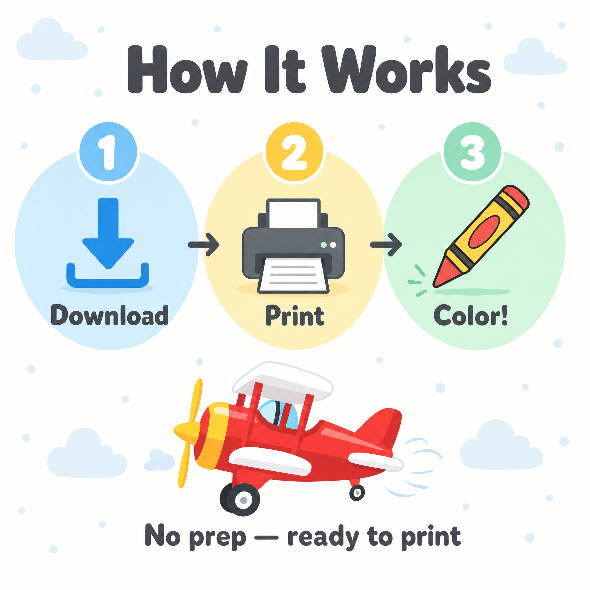 Printable kids craft, coloring sheets