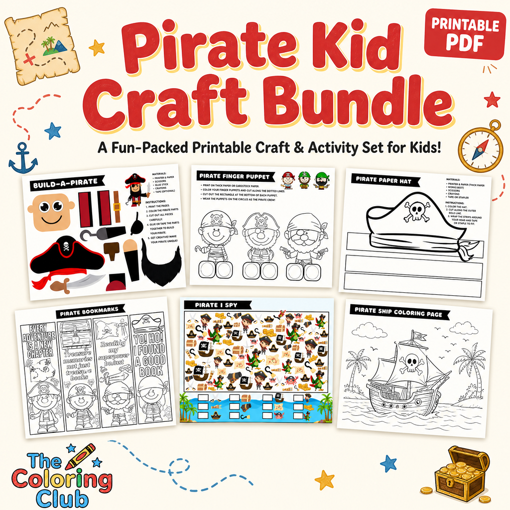 Printable kids crafts, pirate crafts for kids