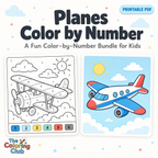 Color By Number, Planes Craft for Kids
