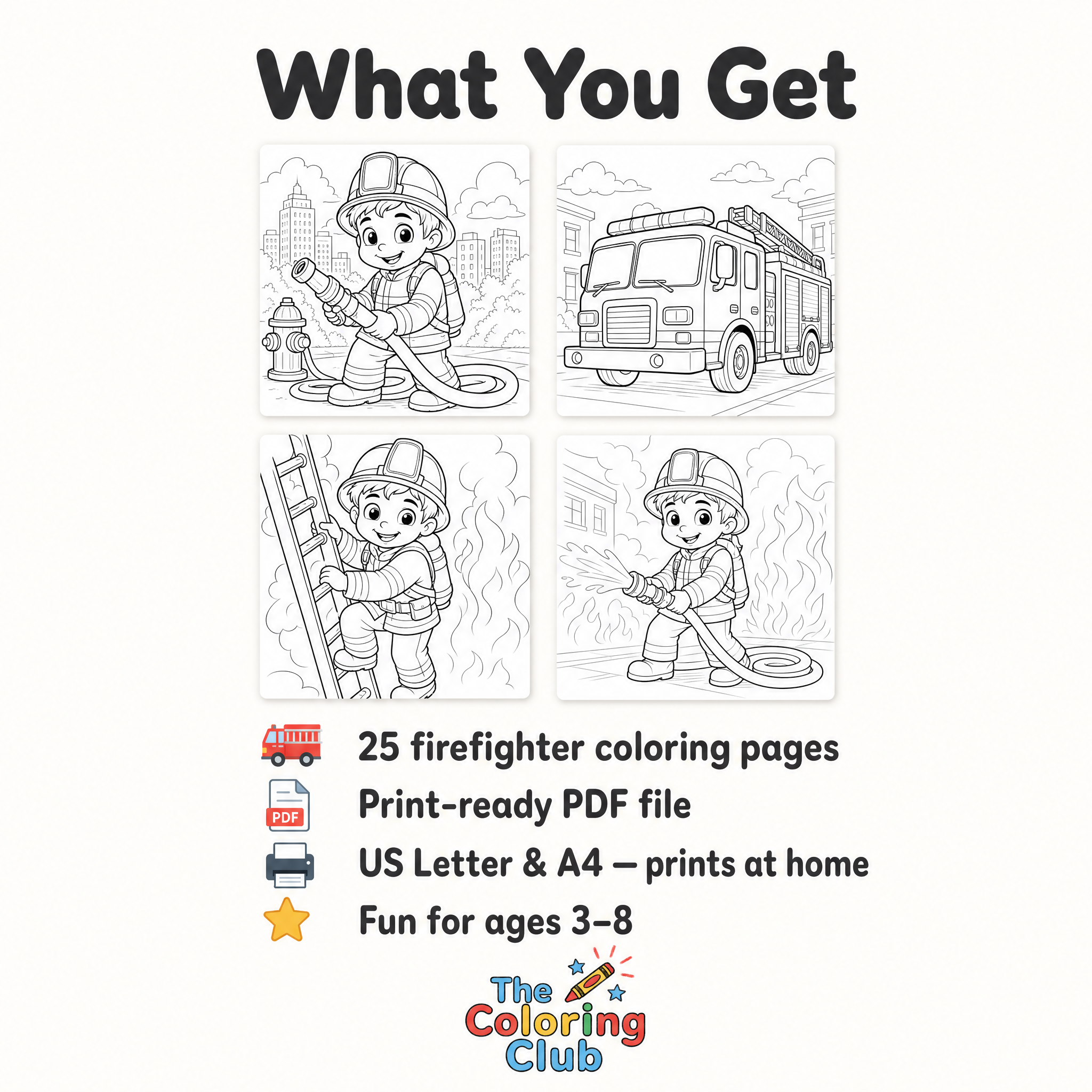 what you get in this firefighter coloring book 