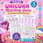 Unicorn Matching Games or Kids 